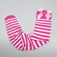 thumbnail image 4 of Women Thigh High Socks Strawberry Bowknot Striped Over Knee Short Long Stockings Festival Tights Comfort Hot Pink, 4 of 7