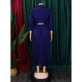 thumbnail image 5 of AURA Women’s Midi Dress V Neck High Waist A Line Three Quarter Sleeve With Belt S XXXL, 5 of 8