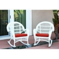 thumbnail image 2 of Jeco Chaise Berçante en Osier Blanche avec Coussin Rouge (Ensemble de 2), 2 of 2