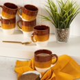 thumbnail image 4 of Gibson Home Yellowstone 6 Piece 12 Ounce Stoneware Mug Set in Brown and White, 4 of 5