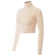 thumbnail image 3 of MixMatchy Women's Long Sleeve Turtle Neck Rib Knit Crop Top, 3 of 7