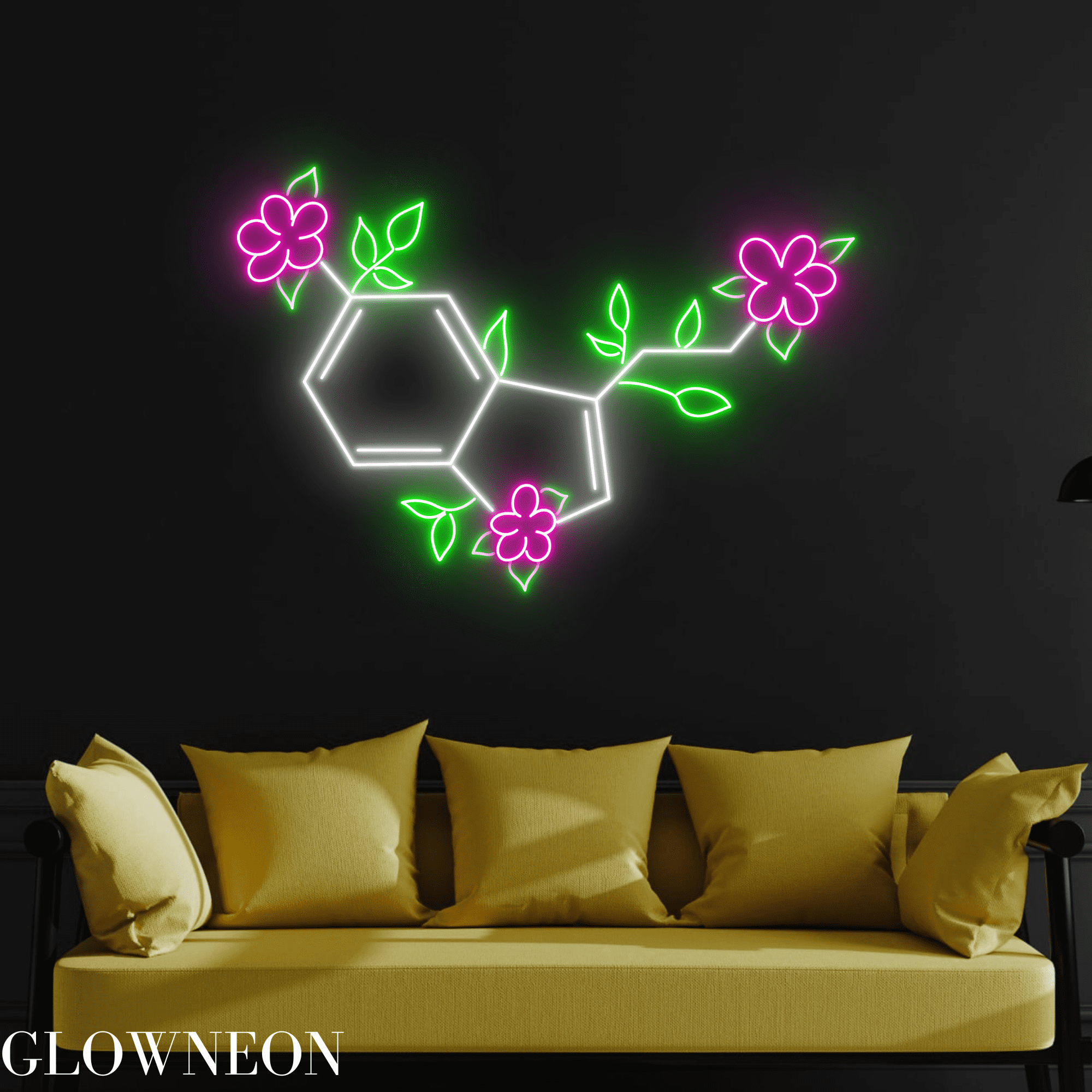 Glowneon Serotonin Hormone Science Laboratory Neon Led Sign, Wall Art