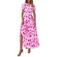 thumbnail image 1 of Vestido largo PRETTYGARDEN para mujer, estampado floral, cuello en V, corte A, 1 of 9