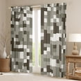thumbnail image 2 of Homewish Fashion Square Buffalo Blackout Curtains Set of 2 (52x84 Each) for Teen, Rectangle Checkered Window Curtains, Grey Pixelate Miner Curtains and Drapes, Blackout Curtains Home Decor, 2 of 6
