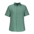thumbnail image 5 of UVEASISHA Sales Today Mens Button Down Shirt Cotton Linen Casual Short Sleeve Spread Collar Beach Shirts Summer Lightweight Breathable Cuban Guayabera Shirt for Men Green M, 5 of 5