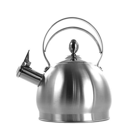 MegaChef 2.8L Round Stovetop Whistling Kettle - Brushed Silver