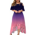 thumbnail image 2 of Pompotops Robe d'Été Bohème à une Épaule à Nouer pour Femmes Taille Élastique à Volants Ligne A Robe Fluide Mini, 2 of 7