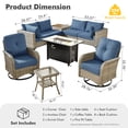 thumbnail image 2 of XIZZI 9-Piece Outdoor Patio Furniture Set, High Back Wicker Sectional with Fire Pit Table & Swivel Rocking Chairs, All-Weather Rattan Conversation Set for Patio & Garden, Diamond Blue, 2 of 10