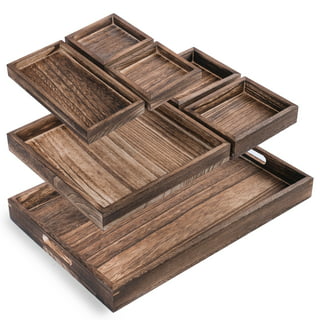 VOSAREA 6pcs Wooden Tray Unfinished Wood Serving Trays DIYBlank Wood Boards  for Crafts Projects Painting Arts Supplies