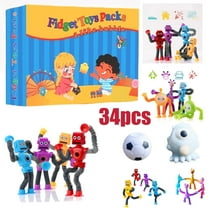 Dartjet 34PCS Fidget Toys Pack: Stretch Pop Sensory Toys for Kids Adults Stress Relief (Party Favors & Classroom Gifts)