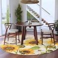 thumbnail image 3 of Yellow Sunflowers Round Area Rug 5Ft Washable Circle Rugs for Living Room Bedroom, Country Farm Butterfly Flower Light Beige Non-Slip Carpet Floor Mats Indoor Outdoor Carpet Runner Home Decor, 3 of 8