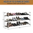 thumbnail image 3 of Home-Complete 3-Tier Shoe Rack Organizer, Shelf Holds 15 Pairs Sneakers, Heels, Boots (White), 3 of 7