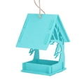 thumbnail image 2 of Wild Bird Feeder DIY Windproof House Shape Outdoor Garden Balcony Hanging Bird Feeder Decoration with Rope Cyan, 2 of 8
