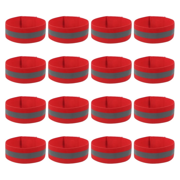 Bandas Reflectantes Uxcell para Muñeca/Brazo/Tobillo/Pierna, 16 piezas de Cintas Reflectantes de Seguridad de Alta Visibilidad Color Rojo