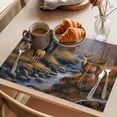 thumbnail image 3 of Placemat Set of 4 Forest River Placemats for Dining Table Deer Washable Table Mats for Kitchen and Party Decor Indoor & Outdoor Use, 3 of 8