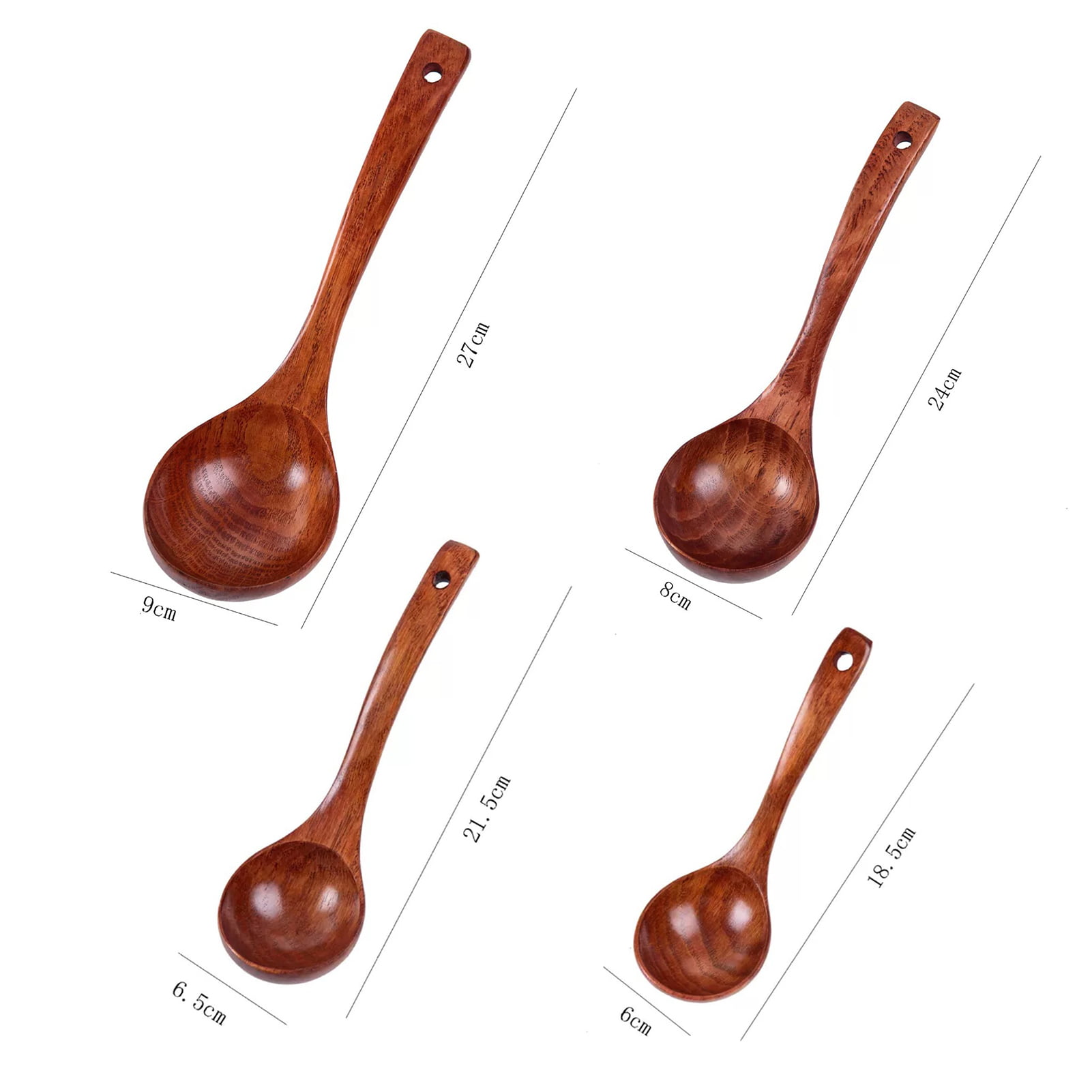 2 Pcs Wooden Spoon Ladle for Cooking Spoons-14 inch Long Kitchen Cooking  Spoon & 11 inch Best Wood Spoons Large Deep Serving Spoons Soup Ladles Set