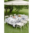 thumbnail image 5 of 60x120 Inch Outdoor Tablecloth with Umbrella Hole Zipper Rectangle Blue Grey Floral Leaves Rectangular Tablecloths Outside Waterproof Watercolor Flowers Patio Table Cloth Cover for Picnic Party, 5 of 8