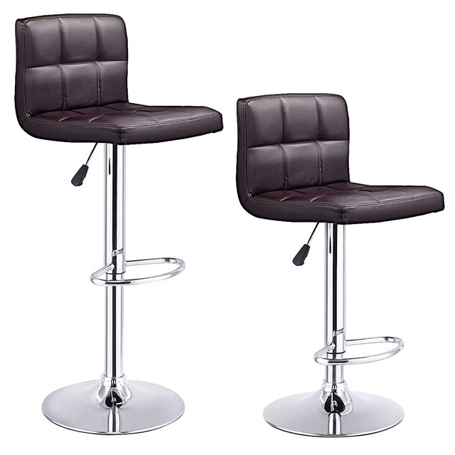 Patiojoy Tabourets de Bar Pivotants Réglables Modernes Carrés en Cuir PU, Ensemble de 2