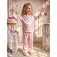 thumbnail image 4 of Cjfdfy Toddler Baby Girls Birthday Pajamas Outfits Goose Bow Cake Print Lapel Long Sleeve Lace Trim Tops And Pants Set Cute My Birthday Party Fall Winter Sleepwear 1-7Y, 4 of 9