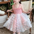 thumbnail image 2 of BemeyourBBs Toddler Baby Girls Fairy Butterfly Tulle Tutu Dress Princess Birthday Baptism Wedding Party Dress Ruched Sleeveless Layered Cami Dress Summer Casual Dress, 2 of 9