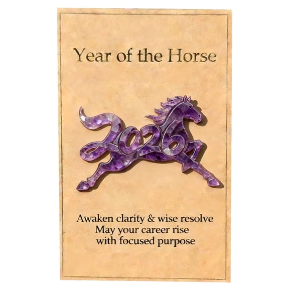 Crystal Horse Figurine, Gaqring 2026 Year of the Horse Clear Crystal Ornament with Card, Premium Decorative Gift for Home Office Positive Symbolism, Purple