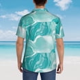 thumbnail image 4 of Pofeuu Teal Turquoise 1 Print Hawaiian Shirt for Men Sleeves Casual Button Down Summer Beach Dress Shirts T-Shirts,X-Large, 4 of 7