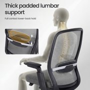 COLAMY Aether Ergonomic Mesh Office Chair, One-Touch Easy Adjust Managerial Desk Chair with Levitating Seat Cushion & Pilot-Level Sync Armrests, 300 LBS Mid Back Mesh Computer Chair, Grey