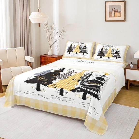 jejeloiu Xmas Plaid Twin 3-Piece Reversible Unisex Ultra Soft Christmas Sheet Set