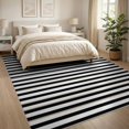 thumbnail image 3 of ODIKA 8'x10' Washable Area Rug Classic Monochrome Stripe With Clean Geometric Border Design for King Size Bedroom Under Bed, Master Suite, Non-Shedding, Easy Care, 3 of 7