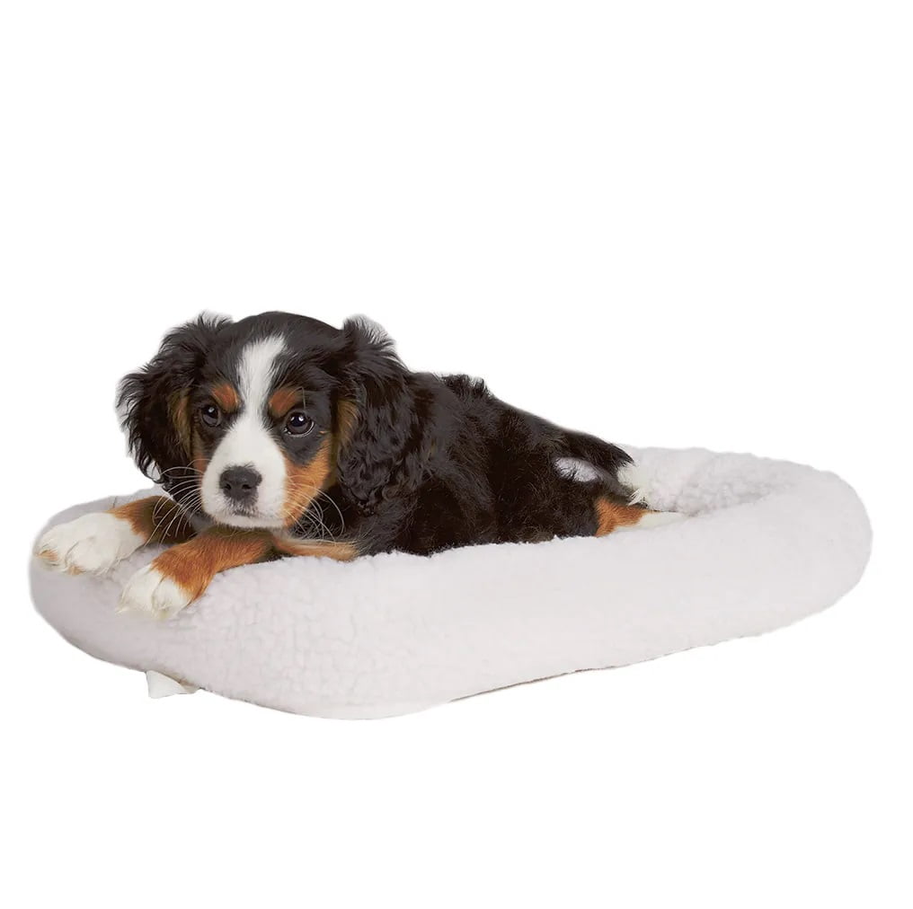Sherpa Crate Dog Beds Soft Plush Comfortable Bolster Sides (Medium/Large,Natural)