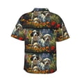 thumbnail image 3 of Daiia Sunflower Field Spotted Dog Hawaiian Shirt for Men Gentle Cotton Regular Short Sleeve Casual-X-Large, 3 of 9