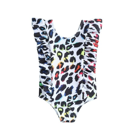 

Summer Toddler Girls Ruffles Leopard Prints 1 Piece Swimwear Beach Onesie Swimsuit Bikini Beating Suits for Girls