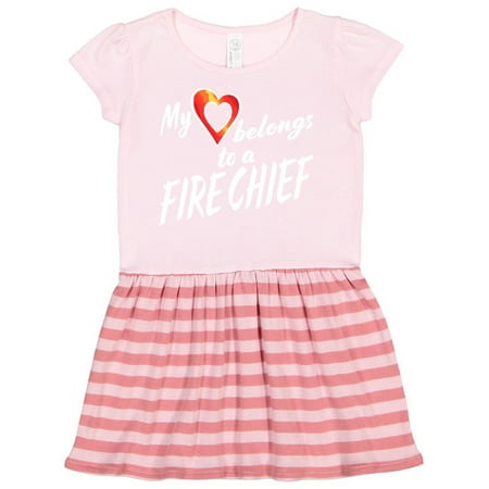 

Inktastic My Heart Belongs to a Fire Chief with Red Heart Gift Toddler Girl Dress