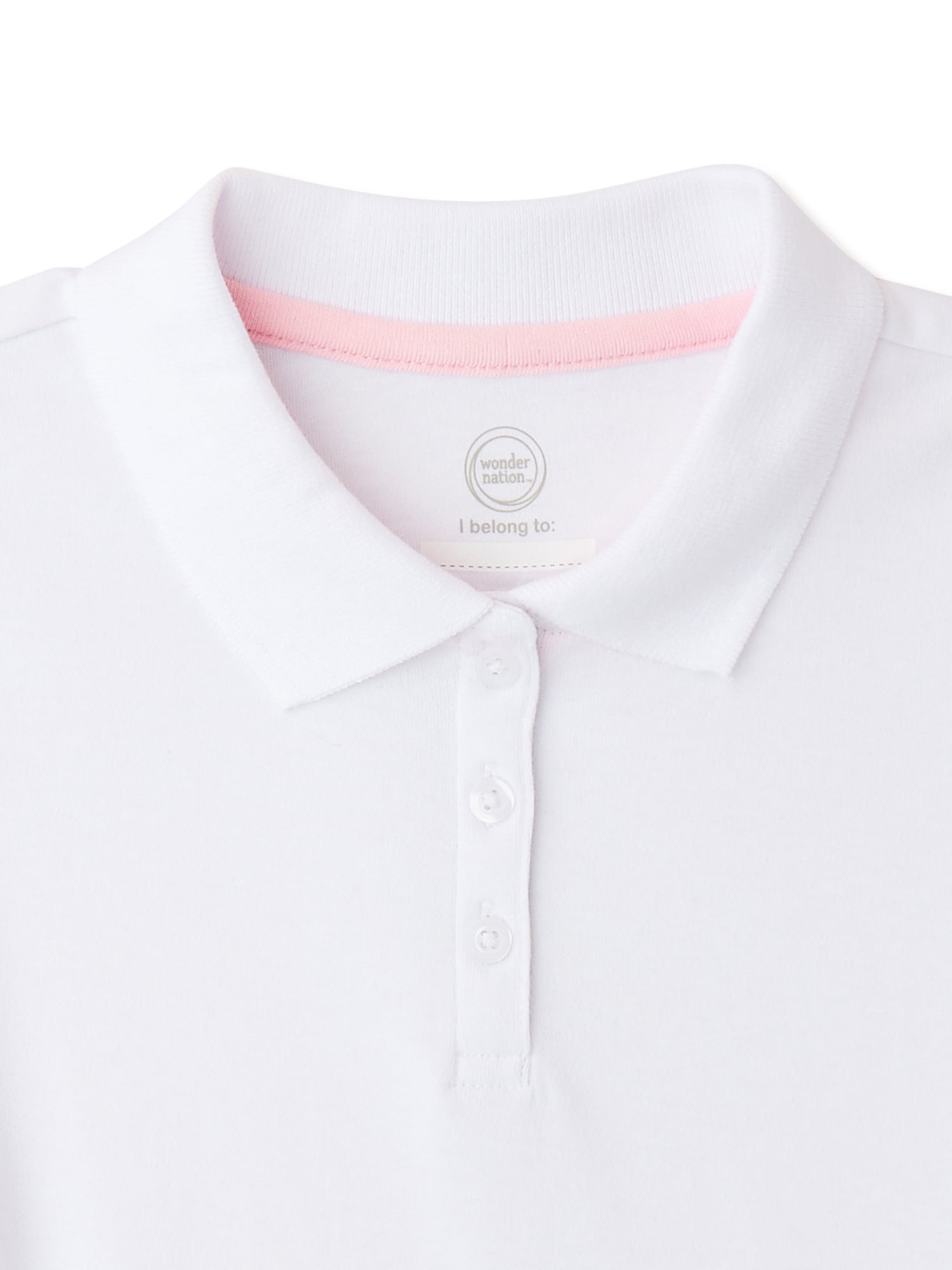 Wonder Nation Girls School Uniform Interlock Short Sleeve Polo Shirt, 2-Pack, Sizes 4-18 & 10-16 Plus