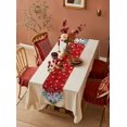 thumbnail image 4 of Table Runner Dresser Scarves Snowman Christmas Tree Cotton Linen Burlap Table Cover Winter Snowflake Red Base Table Runners for Family Kitchen Dining Holiday Party Banquet Decor, 4 of 5