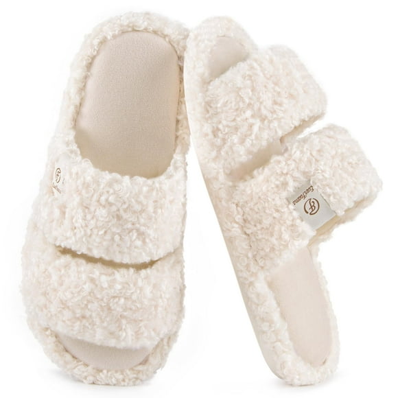 Zapatillas EverFoams Fuzzy con punta abierta para mujer Vanilla Ice 7-8 US