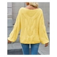 thumbnail image 3 of Womens Off One Shoulder Sweaters Boat Neck Cable Knit Long Lantern Sleeve Loose Fall Trendy Pullover Tops, 3 of 6