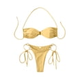 thumbnail image 4 of LEKWK Bikini Sets for Women Halter Ring Linked Tie Side Triangle Bathing Suit Thong Cheeky String Cutout Swimsuit Summer Beach Vacation Pool Party Resort Wear, 4 of 8