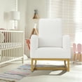 thumbnail image 3 of Silla mecedora cómoda para nursery y dormitorio – Respaldo alto, bolsillo lateral, base de madera de caucho antideslizante – Ideal para lactancia y sala – Fácil montaje – Color Blanco, 3 of 7