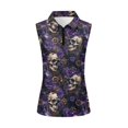 thumbnail image 5 of Yuyamidu Purple Skull Womens Sleeveless Golf Shirts Tank Tops Stretchy Breathable Fabric, Slim Fit, Quarter Zip Collar, Suitable for Golf Practice, Tennis, Casual Outdoor Sports Wear, 5 of 8