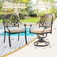 thumbnail image 3 of 9-Piece Cast Aluminum Outdoor Dining Set, Vintage Patio Furniture for 8 Includes 87" Oval Dining Table, 6 Stackable Chairs & 2 Swivel Chairs with Cushions & Umbrella Hole, 3 of 6