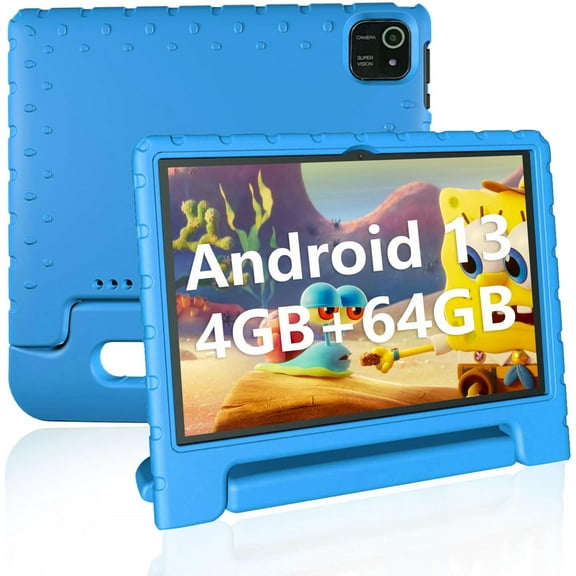 ITDULCET Kids Tablet 10 inch Android 14, 4GB RAM 64GB ROM Toddler Tablet for Children Teen, 2.4G & 5G WiFi, Dual Camera, 10.1'' IPS HD Screen Family Link Parent Control, 2-Year Warranty