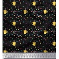 thumbnail image 1 of Soimoi Black Rayon Fabric Boxes & Coffee Cups Print Fabric by Yard 42 Inch Wide, 1 of 3