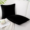 thumbnail image 2 of PiccoCasa Striped Decorative Throw Pillow Covers, Striped Cushion Covers, Sofa Pillow Covers Solid Velvet Black 16x16 Inch, 2 of 7