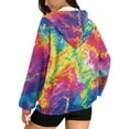 thumbnail image 2 of SCRAWLGOD Colorful Tie-Dye Women's Graphic Hoodies Full Zipper Casual Trendy Sweatshirt Comfortable Elastic Tops with Drop Shoulder Design Fall Fashion Essentials, M, 2 of 7