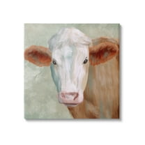 Stupell Industries Cute Brown White Farm Cow Watching Closeup Painting , 24 x 24, Design by Marcus Prime