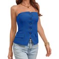 thumbnail image 4 of Sleeveless Women's Sexy Plunge Vest Jacket Button Fitted Strapless Work Suit Tank Top, 4 of 7