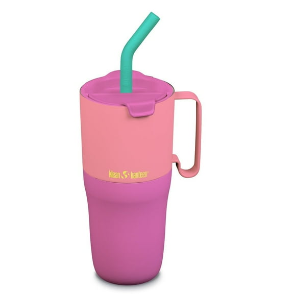 Klean Kanteen Rise Insulated Tumbler - Reusable Tumbler for Quick Hydration - Stainless Steel - Vacuum Insulation - Dishwasher-Safe - BPA-Free - Straw Lid - 26 oz - Pink Lemonade Kaleidoscope