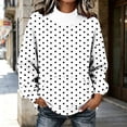 thumbnail image 6 of BangWanChi Women's Polka Dot Crew Neck Sweatshirt Long Sleeve Pullover with Front Pocket Casual Fall Top White XXL, 6 of 6