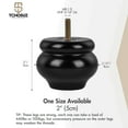 thumbnail image 4 of 2 inch / 5cm Wooden Furniture Legs, Pack of 4 Classic Black Solid Wood Turned DIY Replacement Bun Feet with M8 Hanger Bolts & T-Nuts for Sofa Couch Ottoman Cabinet Table Riser, 4 of 6